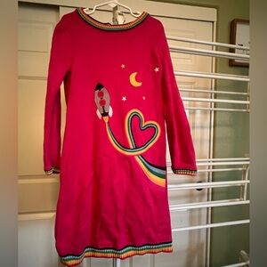 Gymboree Pink Knit Sweater with Rainbow Trim